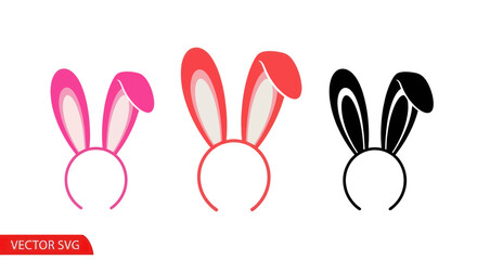 Obraz premium Set of Three Colorful Bunny Ear Headbands: Pink, Red, and Black