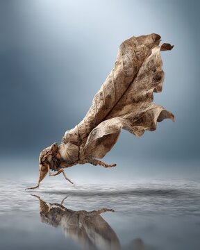 A dried leaf creating an artistic silhouette.