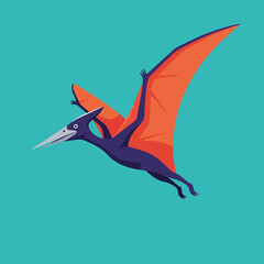 Cartoon Illustration of a Flying Pterodactyl Dinosaur. © sandi