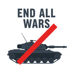 Obraz premium End All Wars - Tank with Red Bar Symbolizing Peace