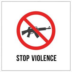 Obraz premium Stop Violence Sign with Gun Silhouette