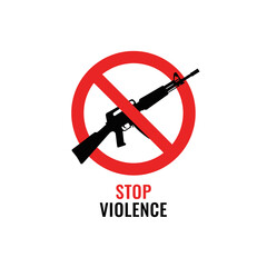 Obraz premium Stop Violence Sign with Rifle Silhouette