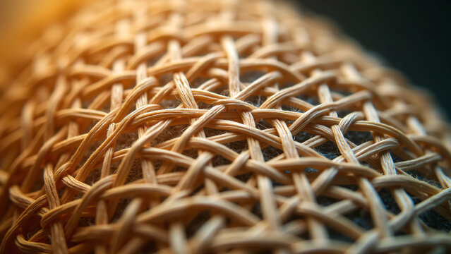 Macro photography of textile infrastructure with geometric woven design and vibrant thread contrast