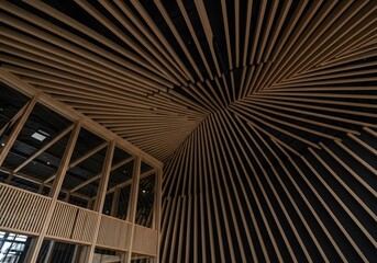 Naklejka premium Interior wood slat ceiling architecture