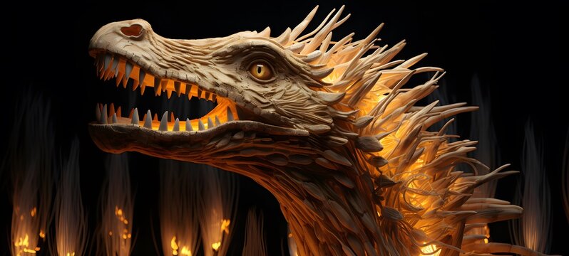 Ankylosauria shaped matchstick carvings,generative AI