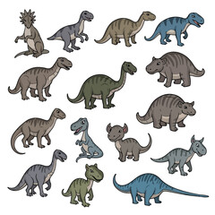 Collection of cute cartoon dinosaurs illustration set. © sup