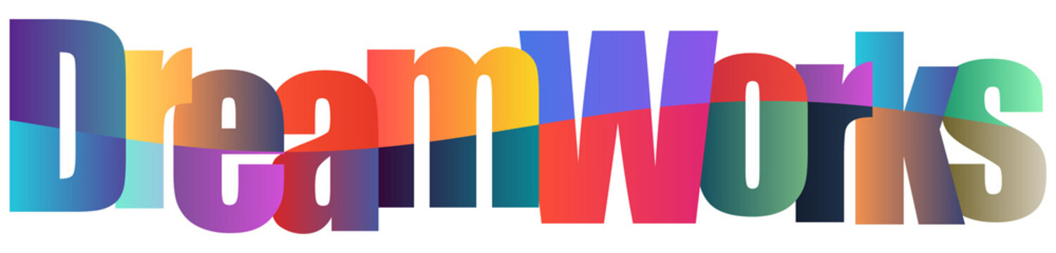 Colorful DreamWorks Text Logo Design With Gradient Letters