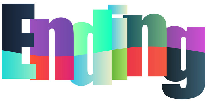 Colorful gradient text design showing the word ending with transparent background