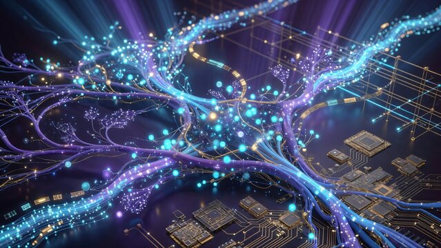 Citt&agrave; intelligente 3D con connessioni in fibra ottica e dati luminosi.