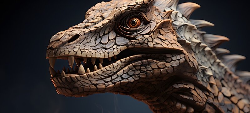 Pachycephalosauria shaped matchstick carving ,generative AI
