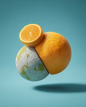Creative orange fruit concept in 3D design.