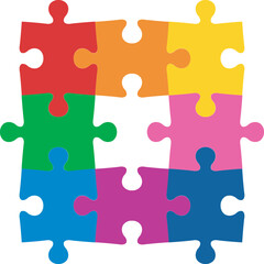 Fototapeta premium 9 Piece Puzzle Square Complete Grid Connection Concept Solid Design