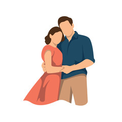 Obraz premium Couple Embracing in Casual Wear, Warm and Intimate Scene