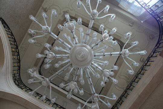 crystal chandelier in a former abbey in pont-&agrave;-mousson in france 