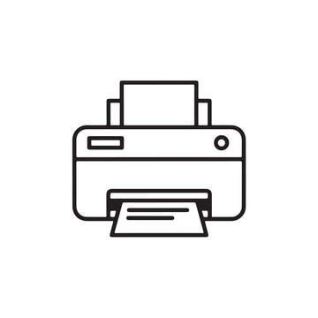 Simple line art illustration of a printer with paper output