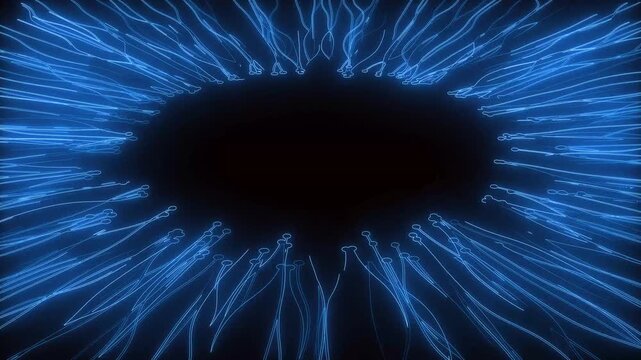 abstract fractal connected network with blue neon light effect green screen background