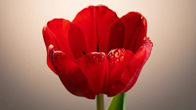 Single tulip on clean neutral background with soft gradient high end minimal look