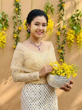 Festive atmosphere of thingyan celebrating myanmar's padauk flower tradition