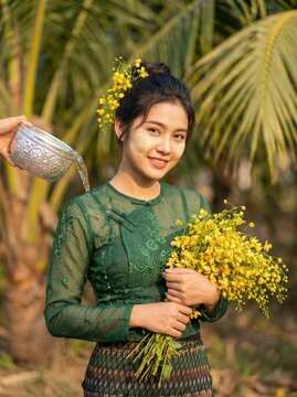 Celebrating thingyan burmese tradition and culture in vibrant nature