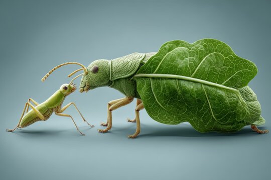 Insect camouflage with leaf-like features.