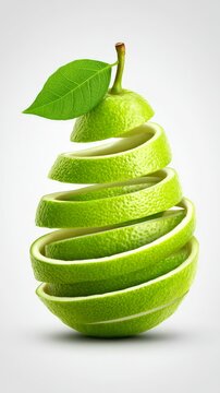 Layered green fruit with spiraled peel.