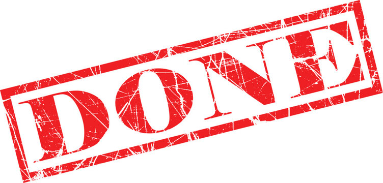 A red stamp with the word done on it