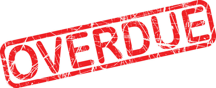 A red stamp with the word overdue