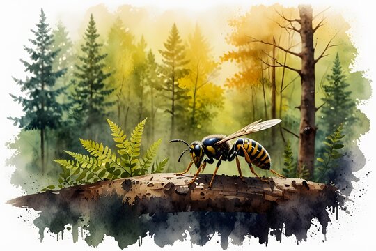 Yellowjacket in a forest or wooded area