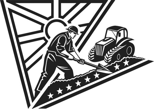 Powerful Trencher Machine Cutting Ground for Underground Cable and Pipeline Installation Illustration