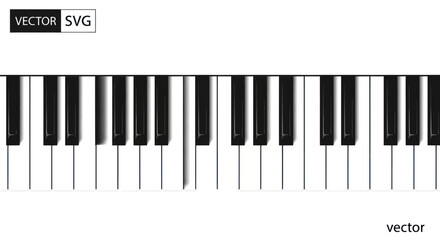 Fototapeta premium Piano Keyboard Musical Instrument Keys Black and White Isolated