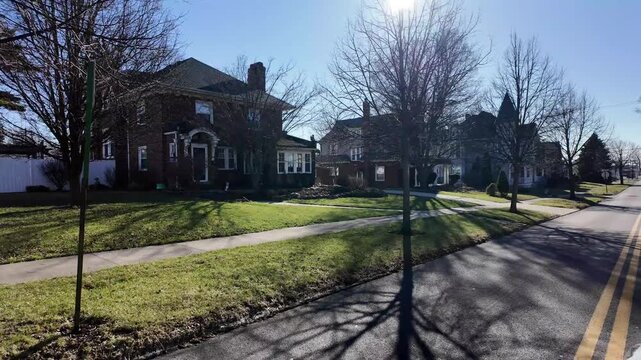 Driving Through a Toledo Ohio Neighborhood at Sunset