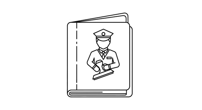Passport Control Officer Icon: Border Security and Immigration Officer Stamp