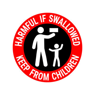classic harmful if swallowed keep away out of reach from children babies symbol for batteries not allowed permitted sign simple vector isolated on transparent background