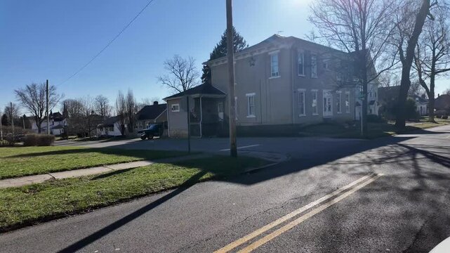 Driving Through Toledo Ohio Neighborhood During Sunset Hours