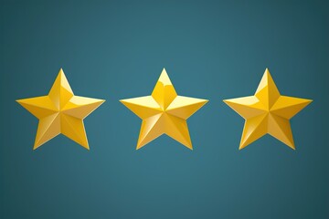 Fototapeta premium Three Golden Stars on Dark Background