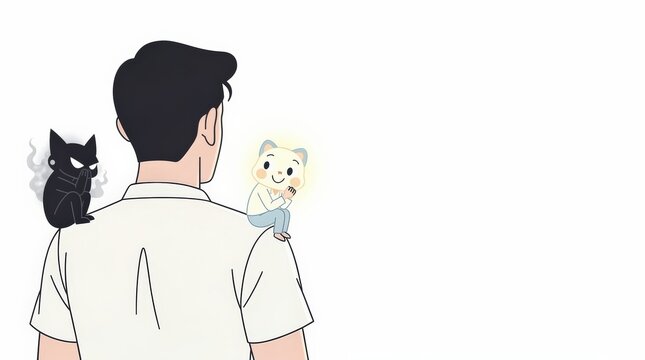 Inner Critic vs Inner Advocate. Self Talk and Positive Affirmation Concept