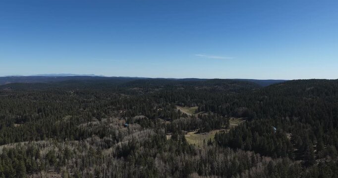 Slow sunny aerial above Cloudcroft New Mexico Lincoln national forest in spring