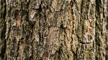 Fototapeta premium Close-up of rough, textured tree bark with intricate patterns and natural colors.