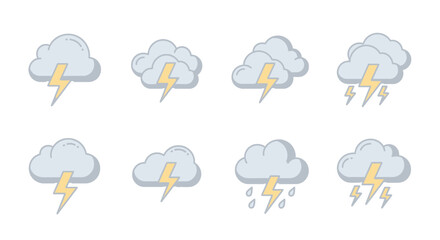Obraz premium Clouds with lightning and rain falling.