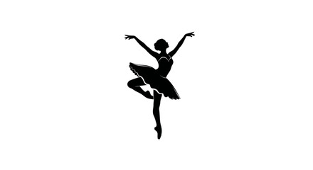 Silhouette of a ballet dancer in graceful pose on white background © Hijau