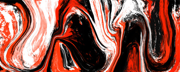 Dramatic red black marble texture features high contrast fluid flow. This striking graphic is a modern aesthetic resource for creative project. © Fannaan