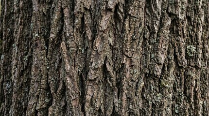 Obraz premium Close-up of rough, textured tree bark with deep fissures and moss