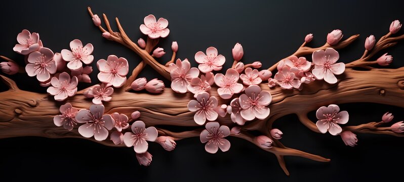 Cherry blossoms shaped matchstick carving ,generative AI