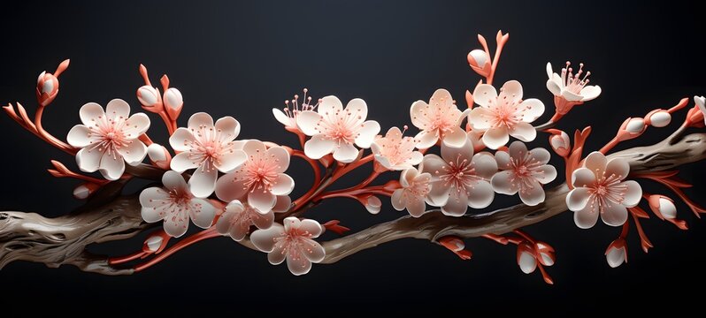 Cherry blossoms shaped matchstick carving ,generative AI