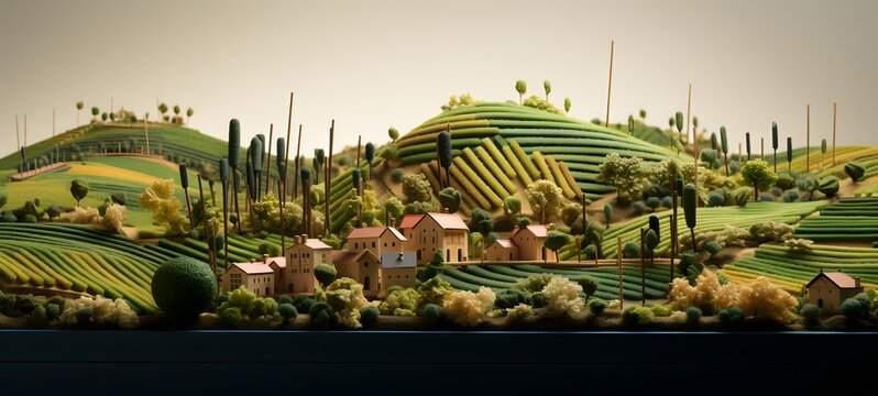 Vineyard shaped matchstick carving,generative AI