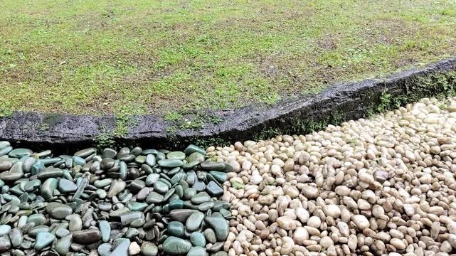 Rain Falls On Wet Stones Rocks