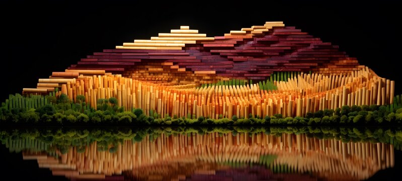 Vineyard shaped matchstick carving,generative AI