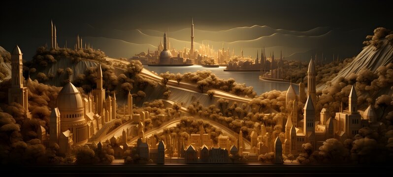 Vineyard shaped matchstick carving,generative AI