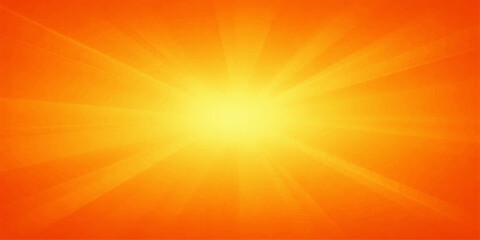 Naklejka premium Abstract orange and yellow sunburst illustration featuring bright sunlight rays in a warm summer sky design with a glowing sunset burst background