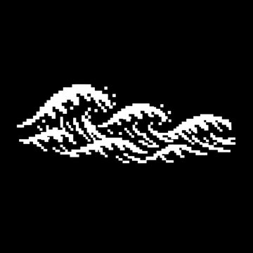 Olas pixeladas en blanco y negro